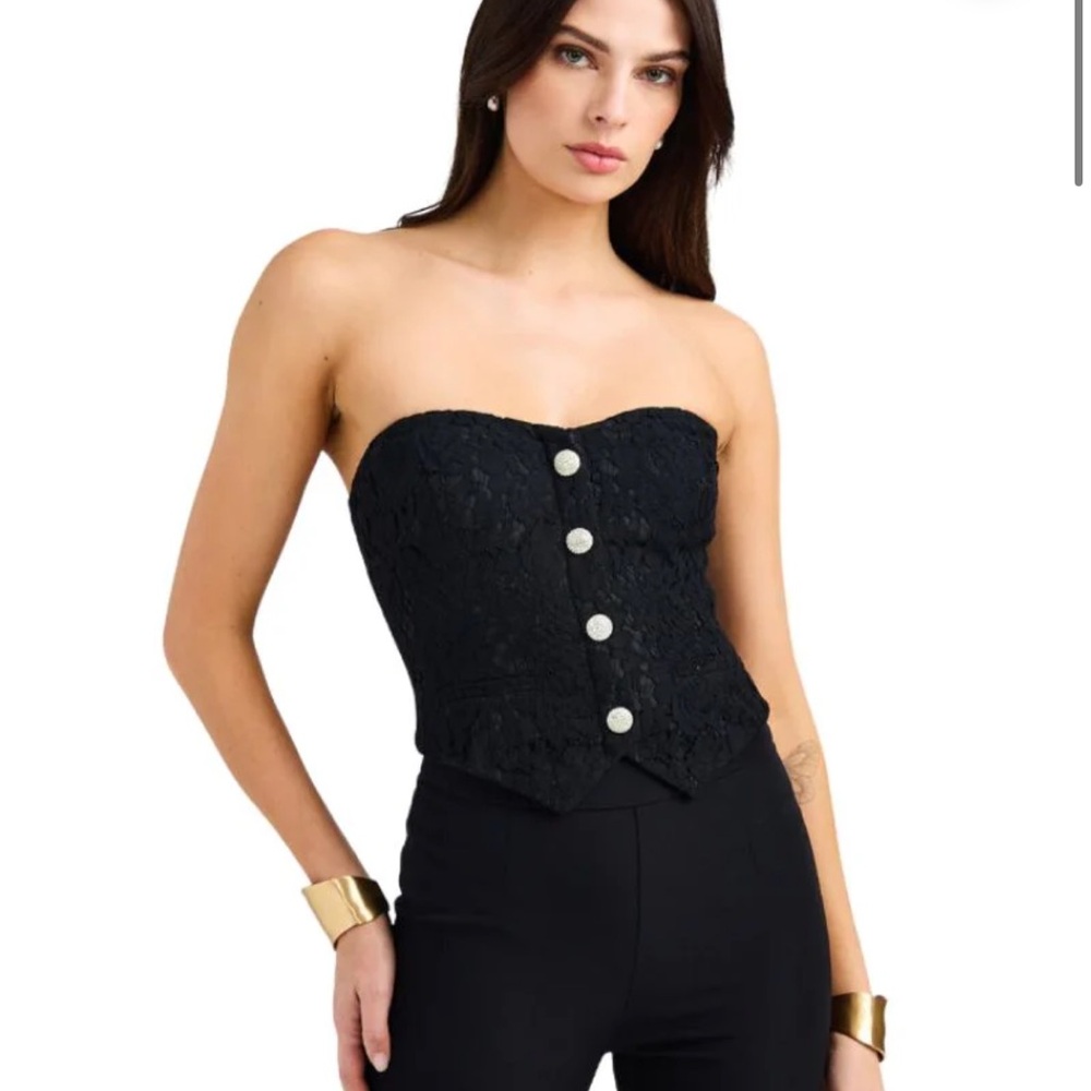 NWT GENERATION LOVE ARIANNA LACE VESTIER BLACK XS